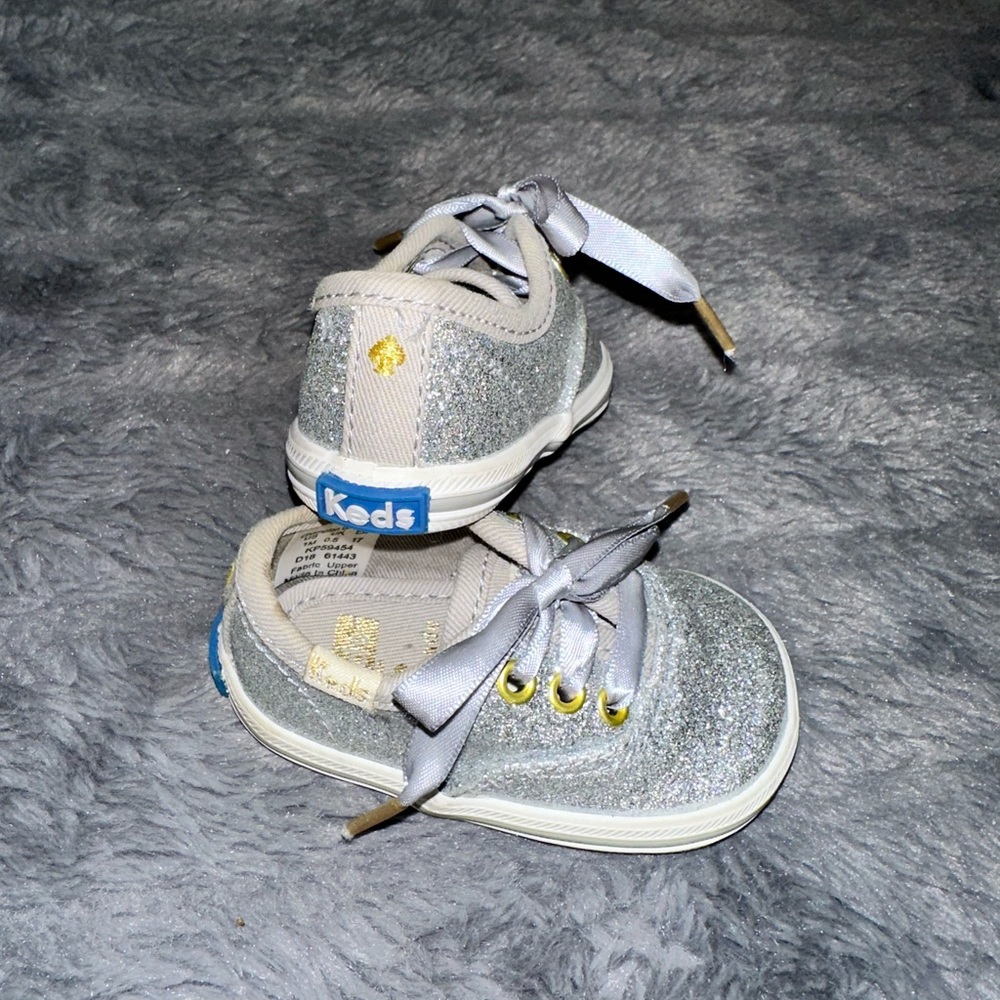 Kate Spade Kids Silver Glitter Sneakers